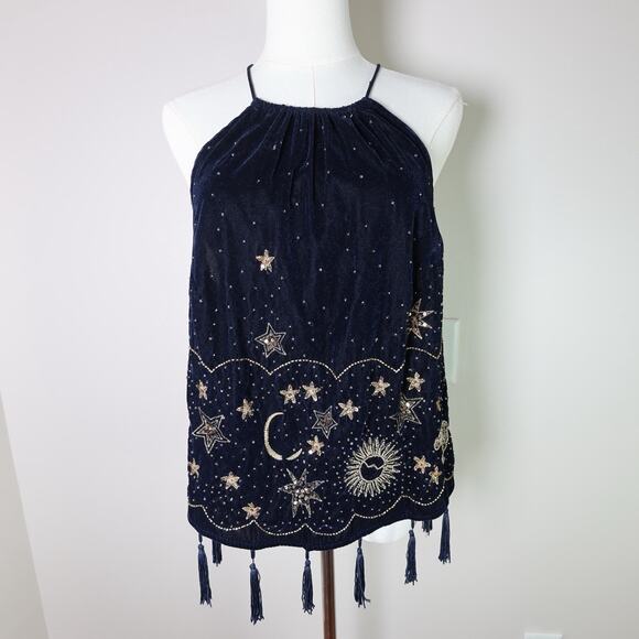 Free People Midnight Magic Embellished Tank in Midnight Size S - Picture 2 of 15